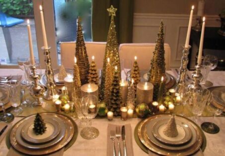 Shimmering Christmas Trees on Tray